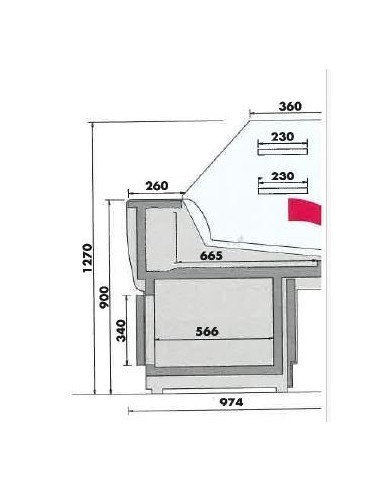 241600104 - Vitrine Réfrigérée Sans Réserve / Sans Joue / Ravel - Vitrage Droit - Jamais utilisé